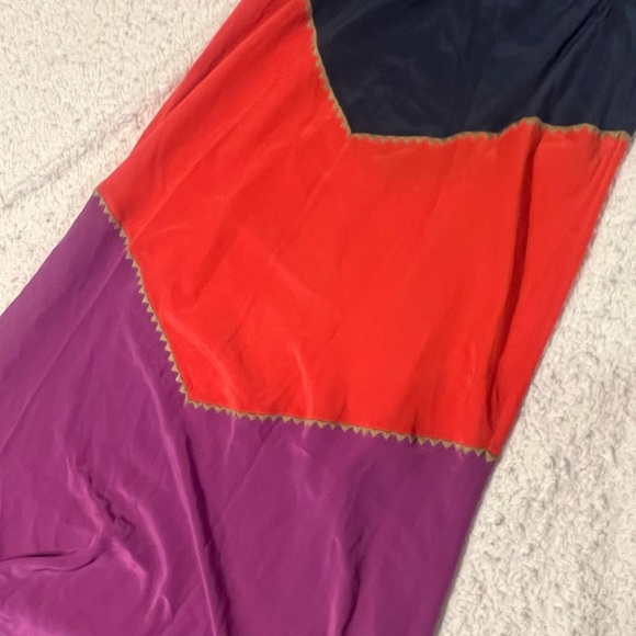 BCBG Max Azria Dee Silk color block halter Maxi Dress Sz XS - Picture 7 of 11